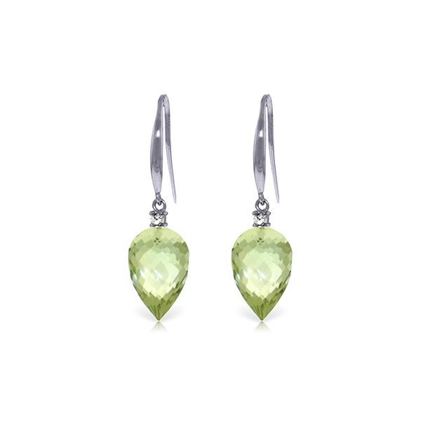 Genuine 19.1 ctw Green Amethyst & Diamond Earrings 14KT White Gold - REF-41N3R