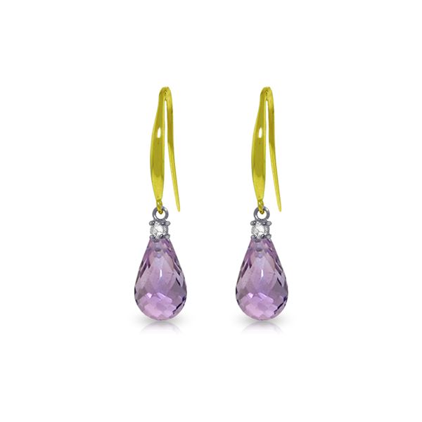 Genuine 4.6 ctw Amethyst & Diamond Earrings 14KT Yellow Gold - REF-28P8H