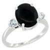 Image 1 : 1.75 CTW Onyx & Diamond Ring 10K White Gold - REF-60M2K