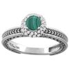 Image 1 : 1.61 CTW Malachite & Diamond Ring 14K White Gold - REF-53H5M