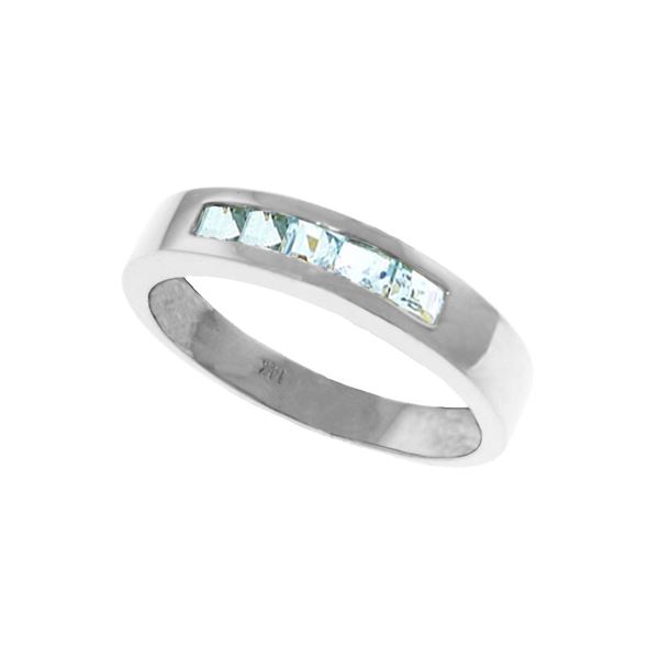 Genuine 0.50 ctw Aquamarine Ring 14KT White Gold - REF-47T2A