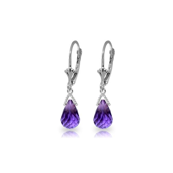 Genuine 4.5 ctw Amethyst Earrings 14KT White Gold - REF-22W7Y