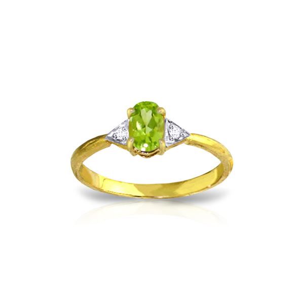 Genuine 0.46 ctw Peridot & Diamond Ring 14KT Yellow Gold - REF-22R5P