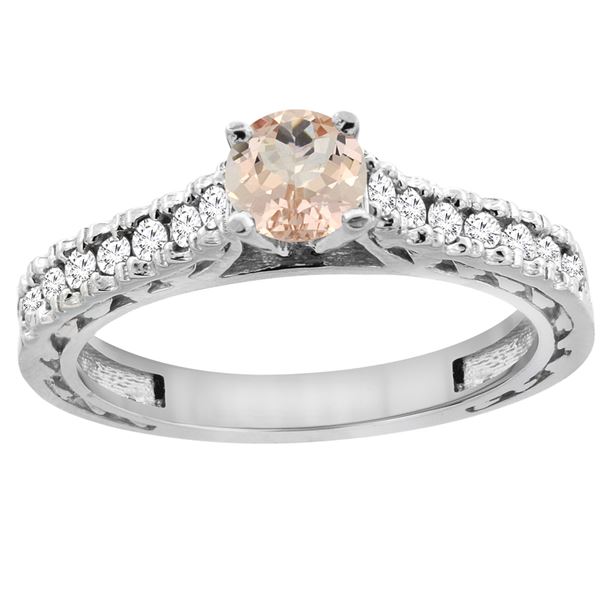 0.74 CTW Morganite & Diamond Ring 14K White Gold - REF-63M8A