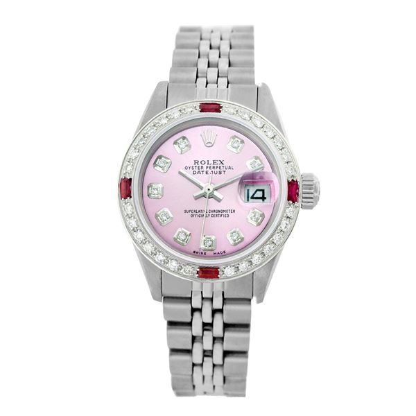 Rolex Pre-owned 26mm Womens Custom Pink Stainless Steel