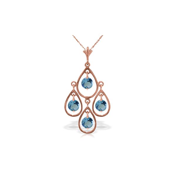 Genuine 1.20 ctw Blue Topaz Necklace 14KT Rose Gold - REF-30X7M