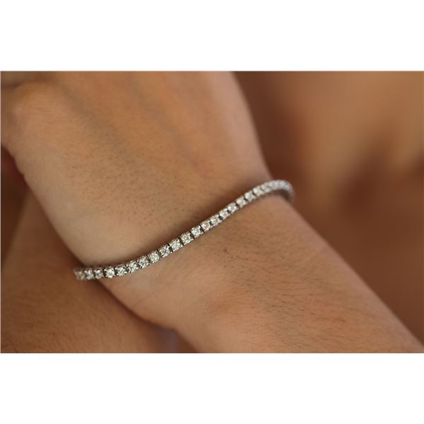 Natural 3.32 ctw Diamond Eternity Tennis Bracelet 14K White Gold - REF-293R5K