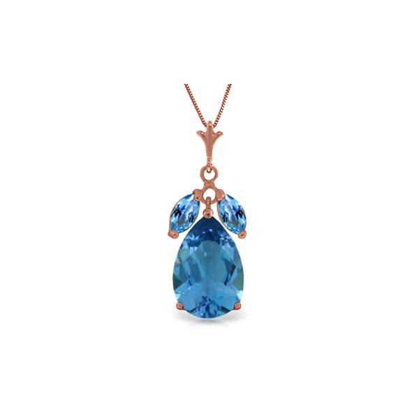 Genuine 6.5 ctw Blue Topaz Necklace 14KT Rose Gold - REF-38M2T