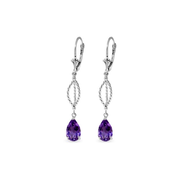 Genuine 3 ctw Amethyst Earrings 14KT White Gold - REF-45Z5N