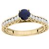 Image 1 : 0.90 CTW Blue Sapphire & Diamond Ring 14K Yellow Gold - REF-98H5M