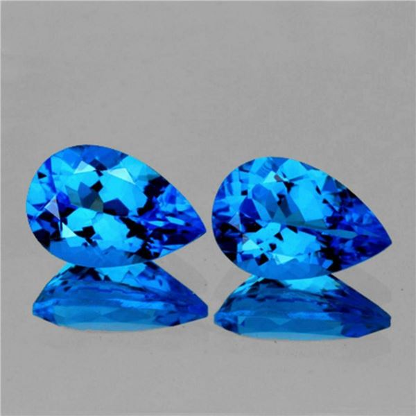 Natural Premium AAA Swiss Blue Topaz Pair 9x6 MM  FL