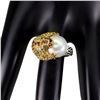 Image 3 : Natural Aquamarine Emerald Pearl Frog Ring