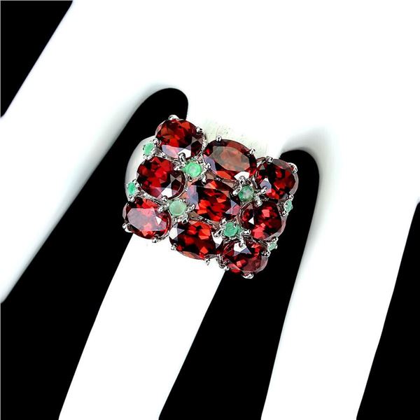 Natural Mozambique Garnet Emerald Ring