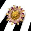 Image 1 : Handcrafted Citrine Rhodolite Sapphire Ring