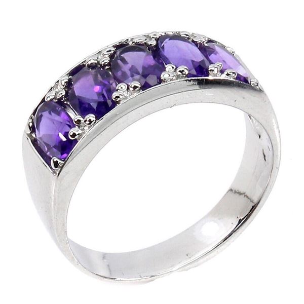 Natural Unheated Purple  Amethyst Ring