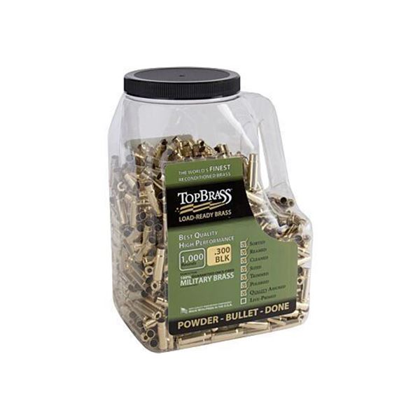 TOP BRASS ONCE FIRED UNPRIMED BRASS .300 AAC 1000CT JUG