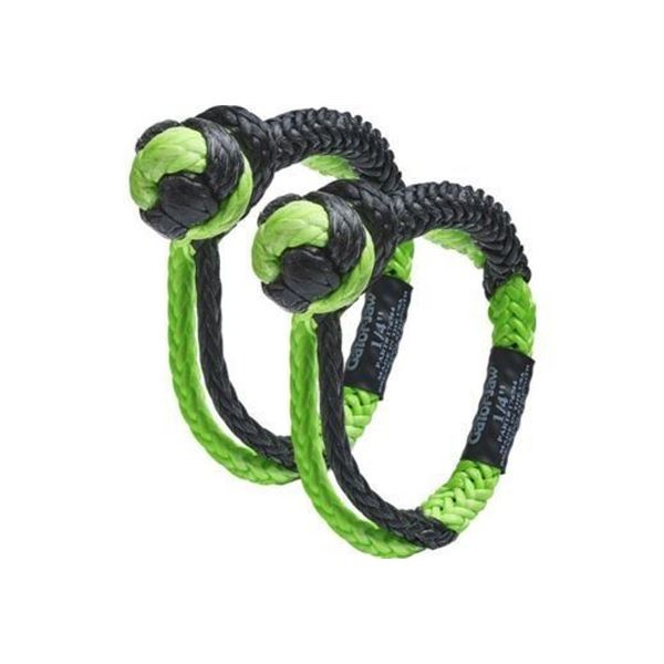 BUBBA ROPE MINI GATOR JAW 1/4" SYNTHETIC SHACKLES BLACK/GREEN