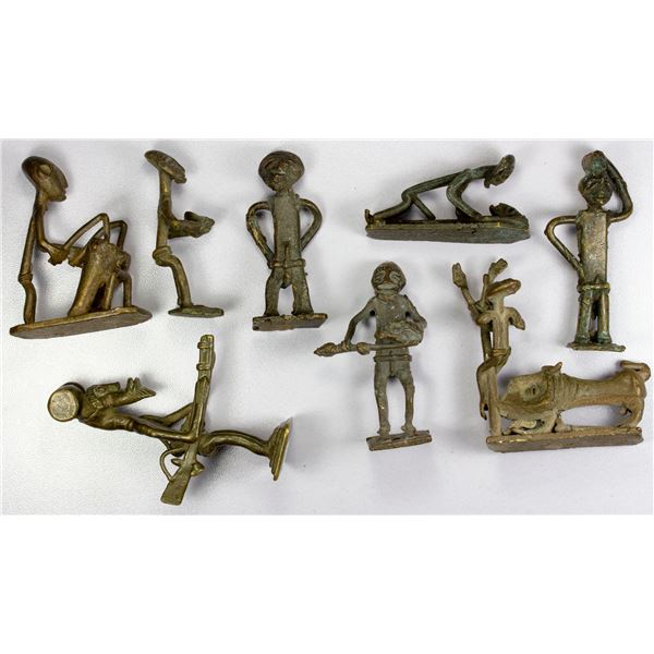 AFRICA: GHANA: LOT of 8 bronze figurines