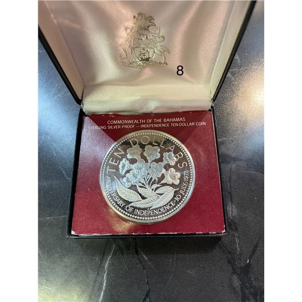 1973 10 Dollars - Elizabeth II Independence; 925 Silver Proof Issue