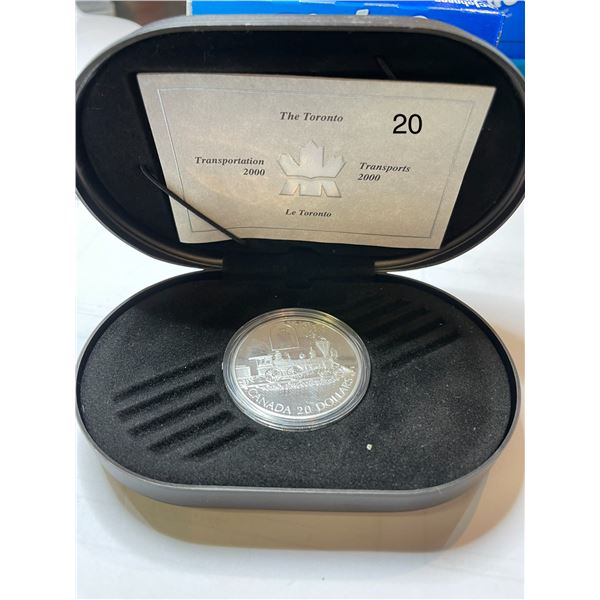 2000 CANADA $20 TRANSPORTATION TRAIN - THE TORONTO STERLING SILVER
