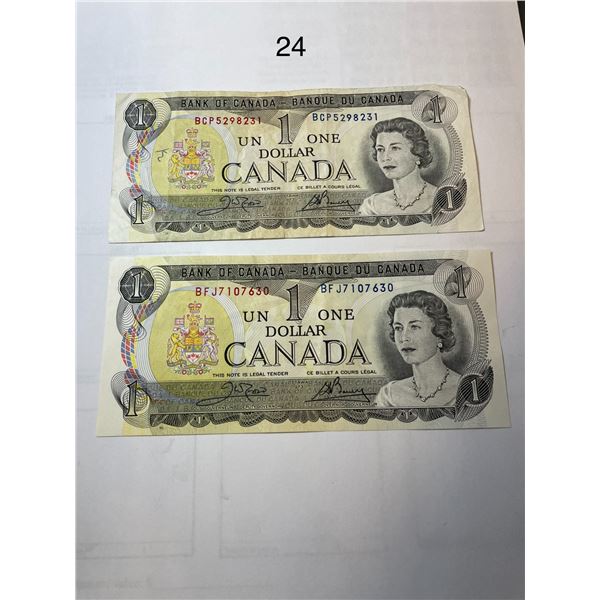 1973 $1 Canadian Bills