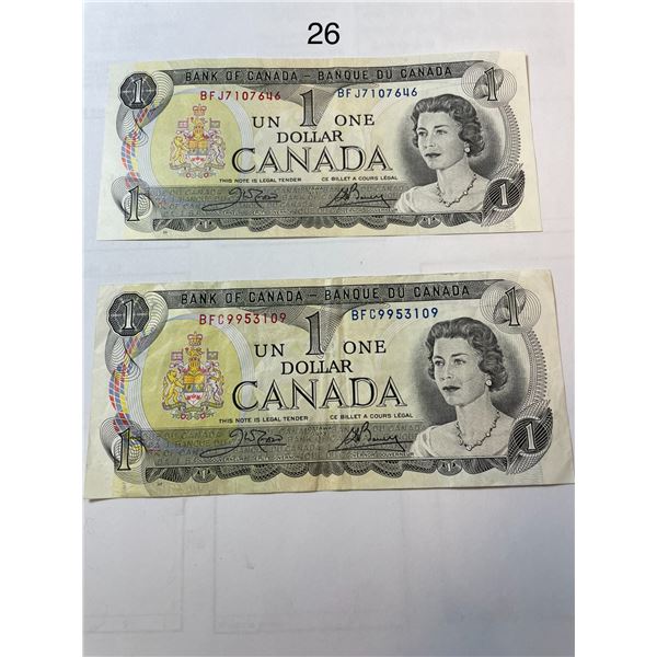 1973 $1 Canadian Bills