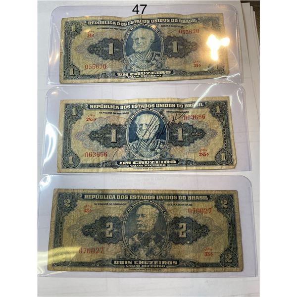 2x 1954-1958 1 Cruzeiro & 1x 1944 2 Cruzeiros