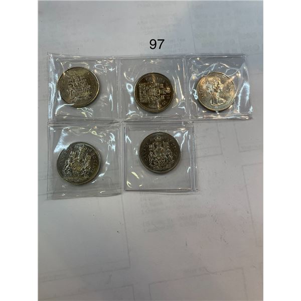 2x 1998, 1986, 1979, 1985 Canadian 50 Cent Pieces