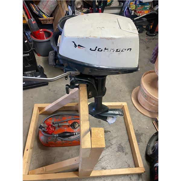 Johnson boat motor, tank and stand