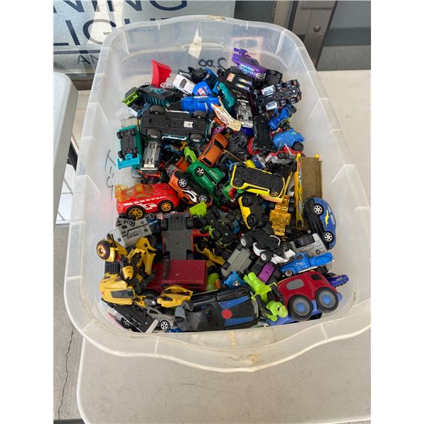 Bin of toy cars