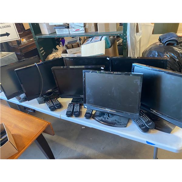 7 Viewsonic monitors with remotes and 2 power cords