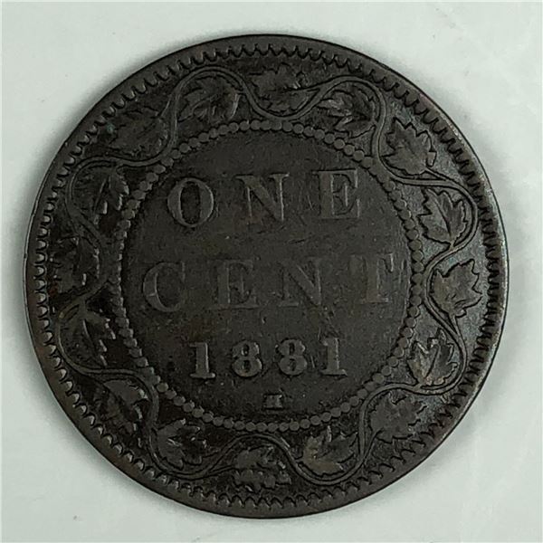 Canadian Large Cent 1881 Fine+ Incomplete D