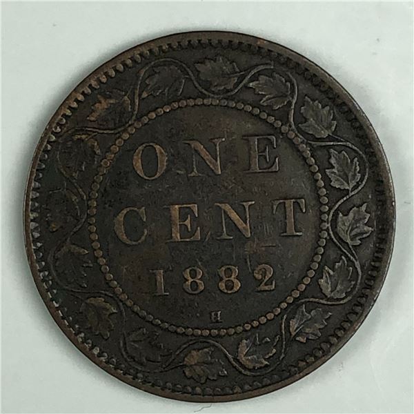 Canadian Large Cent 1882 Signs of Repunched Die Obverse 1 VF+