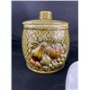 Image 2 : Vintage Royal Doulton 'Forest Flower' Open Pan 10" x 9" & Cookie Jar w/Basketweave Pattern Made In J