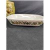 Image 3 : Vintage Royal Doulton 'Forest Flower' Open Pan 10" x 9" & Cookie Jar w/Basketweave Pattern Made In J