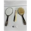 Image 1 : Lovely Vintage Silverplate Engraved Floral 3 Pc Vanity Set - Made In West Germany