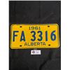 Image 1 : Nice 1961 Alberta License Plate