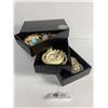 Image 1 : 3-Tier Wooden Jewelry Box w/ Contents