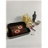 Image 1 : Lot Of Vintage Asian Décor, Cocktail Stick Holder, Statues, Tray, Etc