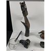 Image 2 : Vintage Lot Of Various Media Carvings, Handmade Blue Berry Picker, European Countries Napkin Holders