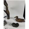 Image 3 : Vintage Lot Of Various Media Carvings, Handmade Blue Berry Picker, European Countries Napkin Holders