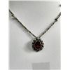 Image 2 : 925 Silver Genuine Garnet Pendant w/Charm