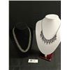 Image 1 : 2 Lovely Necklace Vintage, 1 Silver Hand Beaded, One Very Dainty Black Beads Choker