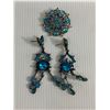 Image 2 : 2 Vintage Rhinestone Brooches w/1 Pair Of Rhinestone Earrings