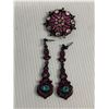 Image 3 : 2 Vintage Rhinestone Brooches w/1 Pair Of Rhinestone Earrings