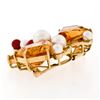 Image 4 : Vintage 18K Gold Marquise & Custom Cut Citrine Pearl Coral Butterfly Brooch Pin