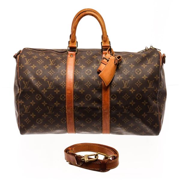 Louis Vuitton Brown Monogram Canvas Keepall Bandouliere 45 Travel Bag