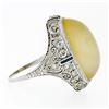 Image 5 : Antique Art Deco Platinum Moonstone Diamond Sapphire Filigree Large RARE Ring