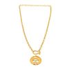 Image 2 : Chanel Gold Metal Vintage CC Round Pendant Necklace