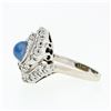 Image 5 : Vintage 14k White Gold 2.29 ctw Bezel Blue Star Sapphire Round Diamond Swirl Rin